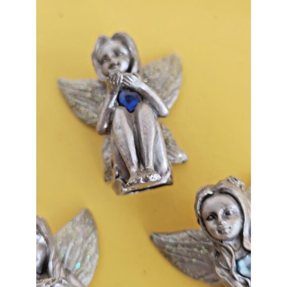 Vintage Pewter & Gemstone Fairies Figurines Lot of 5 - Picture 16 of 16
